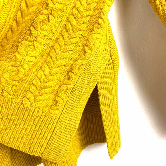 Madewell Merino Wool mustard yellow pullover sweater bobble open side Sz M crew - Picture 6 of 10